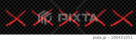 Red X sign doodle of hand draw style. Graffiti mark,typography paint brush. Isolated vector illustration Red X sign doodle of hand draw style. Graffiti mark,typography paint brush. Isolated vector illustration 100431051