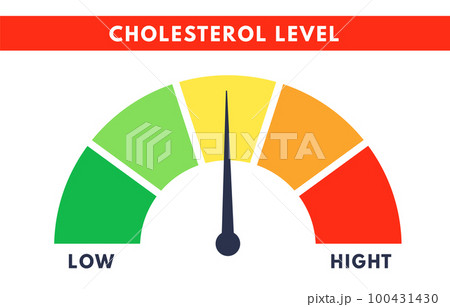 Cholesterol Meter. Level scale of hyperlipidemia. Check of blood. Vector isolated illustration 100431430