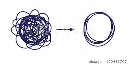 spiral, line, concept, mess, inside, tangle, wire, knot, disorganized, untangle, continuous, chaos, philosophy, psychotherapy, brain, scribble, sketch, stress, psychology, psychologist, illustration,  100431707