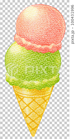雙層冰淇淋彩色鉛筆劃 100431996