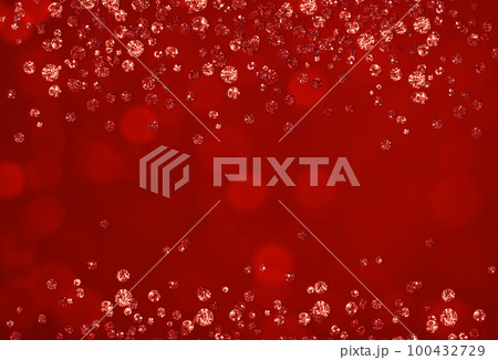 Red holiday bokeh background with confetti 100432729