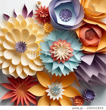 Color flowers paper background. Decorative...のイラスト素材 [100432859] - PIXTA