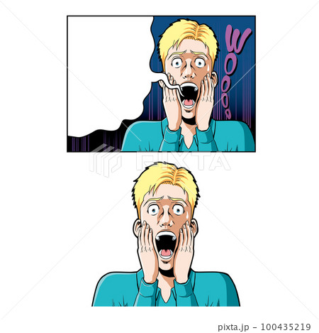 アメコミタッチの悲鳴を上げる白人男性 100435219