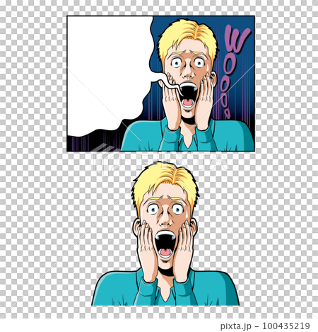 アメコミタッチの悲鳴を上げる白人男性 100435219