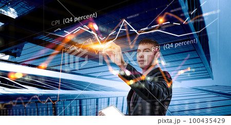 Business graph and trade monitor 100435429