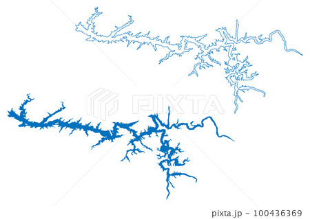 Lake Fontana Reservoir (United States of America, North America, us, usa, North Carolina) map vector illustration, scribble sketch Fontana Dam map Lake Fontana Reservoir (United States of America, North America, us, usa, North Carolina) map vector illustration, scribble sketch Fontana Dam map 100436369