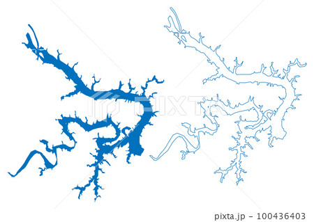 Lake Keystone Reservoir (United States of America, North America, us, usa, Oklahoma) map vector illustration, scribble sketch Keystone Dam map 100436403