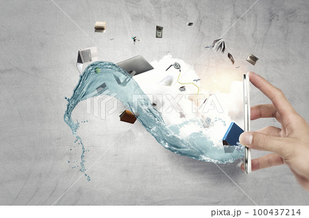 World of books concept . Mixed media 100437214