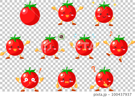 Illustration of cute mini tomato characters with various expressions Illustration of cute mini tomato characters with various expressions 100437937