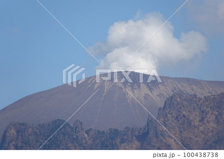浅間山・活火山(飯綱高原から小噴火が良く見えた浅間山) 浅間山・活火山(飯綱高原から小噴火が良く見えた浅間山) 100438738