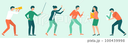 Group of working people standing isolated characters in various poses. Business men and women 100439998