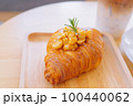 Croissant Bakery homemade on the table breakfast tray with gold and crispy 100440062
