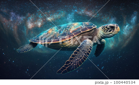 Sea turtle flying in space 100440534