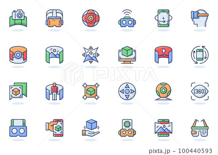 Virtual reality web flat line icon 100440593