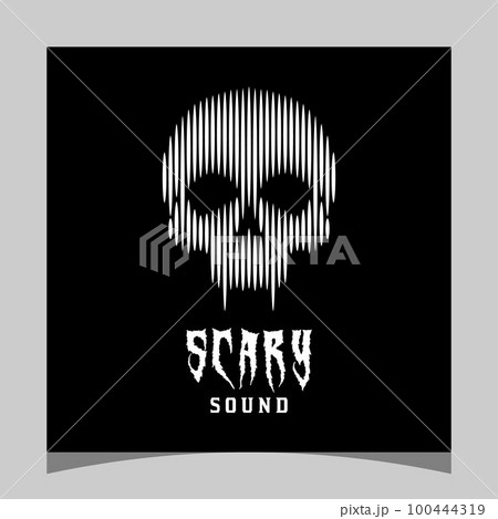 Scary Skull Head and Digital Wave Sound logo design inspiration 100444319