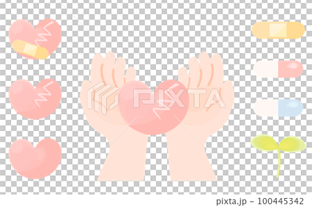 手のひらに乗せたひび割れたハート 手のひらに乗せたひび割れたハート 100445342