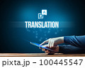 A person uses a translator to communicate on the Internet through a tablet. 100445547