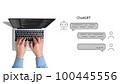 Chatgpt communication concept. Neural network and artificial intelligence. Person working on a laptop 100445556