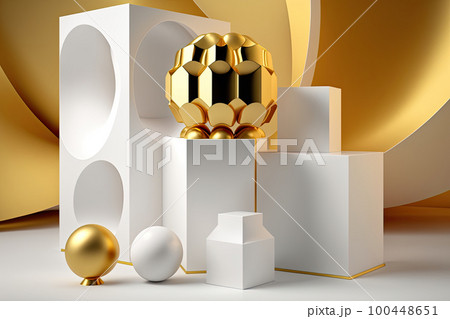 3d abstract geometric background with pedestal. Illustration AI Generative 100448651