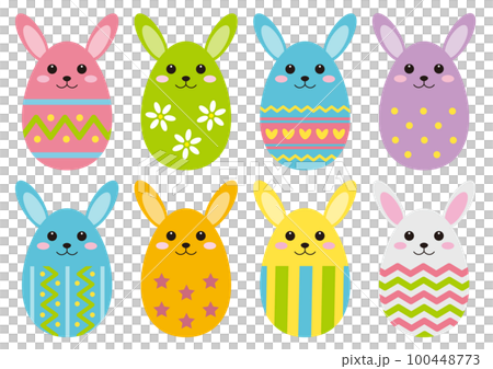 Rabbit easter egg illustration set_2 100448773