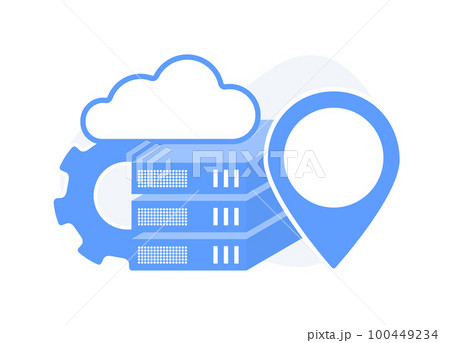 CDN technology vector icon. VPN with decentralized data centers for speedy, secure web content delivery, DDoS protection. Ideal for tech blogs, social media, and instructional materials 100449234
