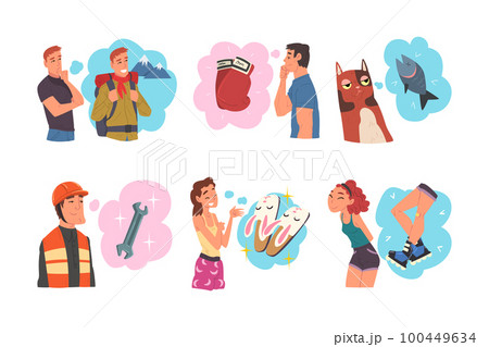 Man and Woman Thought and Need in Cloud Vector Set Man and Woman Thought and Need in Cloud Vector Set 100449634