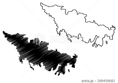 Oinousses island (Hellenic Republic, Greece) map vector illustration, scribble sketch Oinousses map 100450081