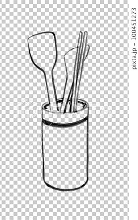 Line drawing illustration of kitchen utensils - Stock Illustration ...