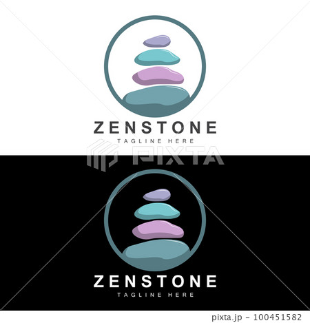 Balance Stone Logo Design, Vector Therapy Stone, Massage Stone, Hot Stone And Zenstone, Product Brand Illustration 100451582