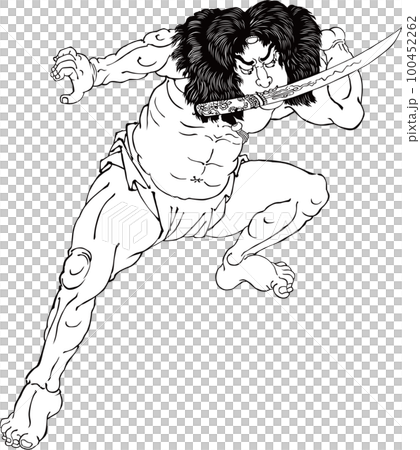 通俗水滸伝豪傑百八人之壹人・浪裡白跳張順 線画 通俗水滸伝豪傑百八人之壹人・浪裡白跳張順 線画 100452262