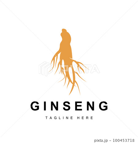 Ginseng Logo, Herbal Plant Vector, Natural Herbal Medicine, Ginseng Herbal Drink Icon 100453718