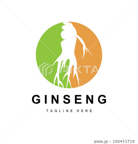 Ginseng Logo, Herbal Plant Vector, Natural Herbal Medicine, Ginseng Herbal Drink Icon 100453719