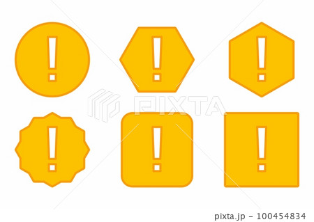 Exclamation mark, Attention sign, Caution icon, Hazard warning symbol, vector mark symbols Yellow style. Exclamation mark Icon Set. Exclamation mark, Attention sign, Caution icon, Hazard warning symbol, vector mark symbols Yellow style. Exclamation mark Icon Set. 100454834
