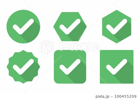 Check marks Icon Set, Tick marks, Accepted, Approved, Yes, Correct, Ok, Right Choices, Task Completion, Voting. - vector mark symbols in green. Check marks Icon Set, Tick marks, Accepted, Approved, Yes, Correct, Ok, Right Choices, Task Completion, Voting. - vector mark symbols in green. 100455209