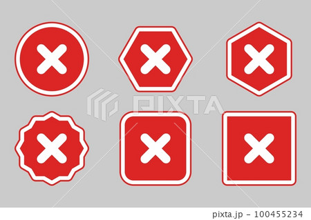 Wrong marks Icon Set, Cross marks, Rejected, Disapproved, No, False, Not Ok, Wrong Choices, Task Completion, Voting. - vector mark symbols in red. Wrong marks Icon Set, Cross marks, Rejected, Disapproved, No, False, Not Ok, Wrong Choices, Task Completion, Voting. - vector mark symbols in red. 100455234