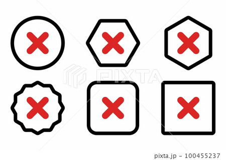 Wrong marks Icon Set, Cross marks, Rejected, Disapproved, No, False, Not Ok, Wrong Choices, Task Completion, Voting. - vector mark symbols in red. 100455237