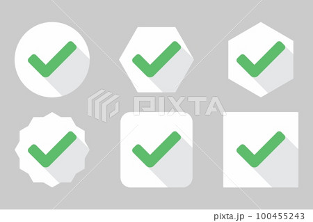 Check marks Icon Set, Tick marks, Accepted, Approved, Yes, Correct, Ok, Right Choices, Task Completion, Voting. - vector mark symbols in green. 100455243