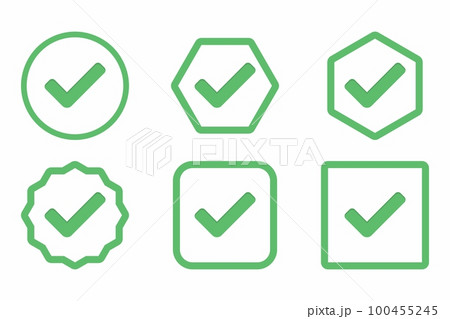 Check marks Icon Set, Tick marks, Accepted, Approved, Yes, Correct, Ok, Right Choices, Task Completion, Voting. - vector mark symbols in green. 100455245
