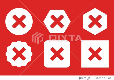 Wrong marks Icon Set, Cross marks, Rejected, Disapproved, No, False, Not Ok, Wrong Choices, Task Completion, Voting. - vector mark symbols in red. 100455258