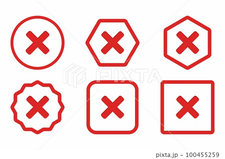 Wrong marks Icon Set, Cross marks, Rejected, Disapproved, No, False, Not Ok, Wrong Choices, Task Completion, Voting. - vector mark symbols in red. 100455259