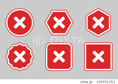 Wrong marks Icon Set, Cross marks, Rejected, Disapproved, No, False, Not Ok, Wrong Choices, Task Completion, Voting. - vector mark symbols in red. Wrong marks Icon Set, Cross marks, Rejected, Disapproved, No, False, Not Ok, Wrong Choices, Task Completion, Voting. - vector mark symbols in red. 100455263