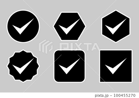 Check marks Icon Set, Tick marks, Accepted, Approved, Yes, Correct, Ok, Right Choices, Task Completion, Voting. - vector mark symbols. White outline design. 100455270