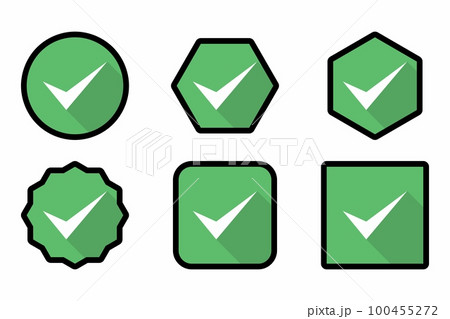 Check marks Icon Set, Tick marks, Accepted, Approved, Yes, Correct, Ok, Right Choices, Task Completion, Voting. - vector mark symbols in green. Black stroke design. Check marks Icon Set, Tick marks, Accepted, Approved, Yes, Correct, Ok, Right Choices, Task Completion, Voting. - vector mark symbols in green. Black stroke design. 100455272