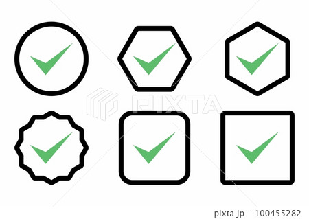 Check marks Icon Set, Tick marks, Accepted, Approved, Yes, Correct, Ok, Right Choices, Task Completion, Voting. - vector mark symbols in green. 100455282