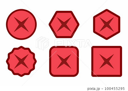 Wrong marks Icon Set, Cross marks, Rejected, Disapproved, No, False, Not Ok, Wrong Choices, Task Completion, Voting. - vector mark symbols in red. Wrong marks Icon Set, Cross marks, Rejected, Disapproved, No, False, Not Ok, Wrong Choices, Task Completion, Voting. - vector mark symbols in red. 100455295
