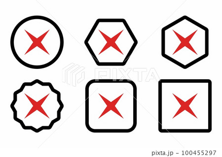 Wrong marks Icon Set, Cross marks, Rejected, Disapproved, No, False, Not Ok, Wrong Choices, Task Completion, Voting. - vector mark symbols in red. Wrong marks Icon Set, Cross marks, Rejected, Disapproved, No, False, Not Ok, Wrong Choices, Task Completion, Voting. - vector mark symbols in red. 100455297