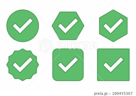 Check marks Icon Set, Tick marks, Accepted, Approved, Yes, Correct, Ok, Right Choices, Task Completion, Voting. - vector mark symbols in green. 100455307