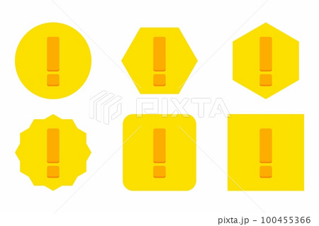 Exclamation mark, Attention sign, Caution icon, Hazard warning symbol, vector mark symbols Yellow style. Exclamation mark Icon Set. Exclamation mark, Attention sign, Caution icon, Hazard warning symbol, vector mark symbols Yellow style. Exclamation mark Icon Set. 100455366
