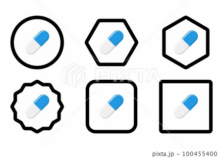 Blue Pill Capsule, Medicine, vector mark symbols green style. Pill Capsule Icon Set. 100455400