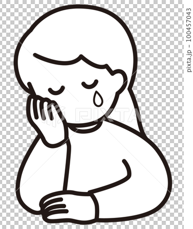 悩む女性のベクターイラスト 100457043